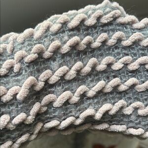 Gray and Pink Textured Knit infinity Scarf